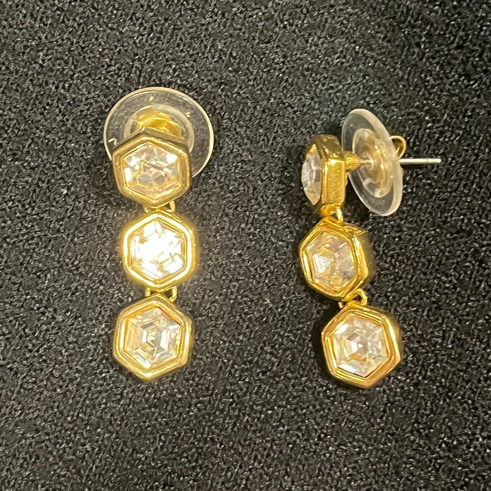 Swarovski Gold and Crystal dangle earrings - vintage